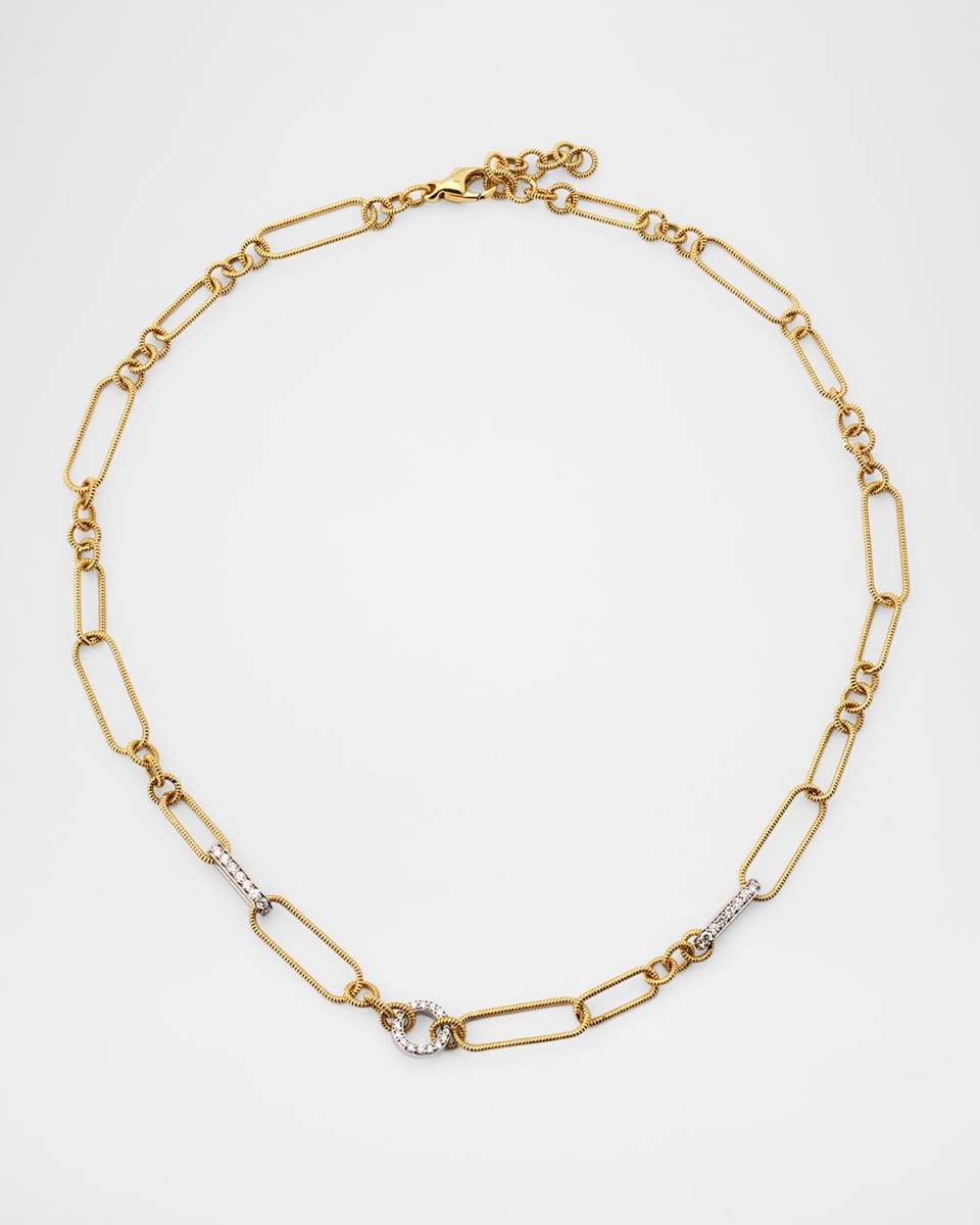 18K Yellow Gold Sabbia D'Oro Necklace with White Diamonds